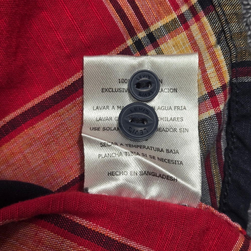 Levis Button Down Shirt Mens XXL Red Black Plaid 3LDLW1551 Excellent Long Sleeve - Picture 13 of 16